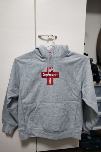 Supreme Cross Box Logo Hooded Sweatshirt "Grey"