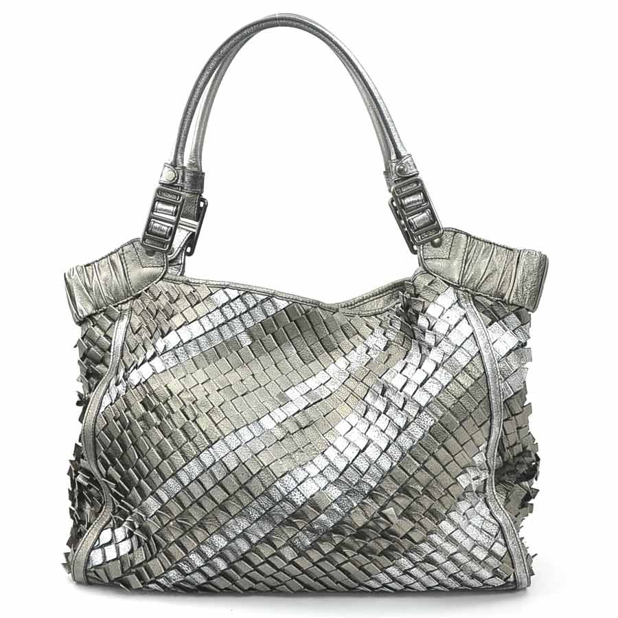 バーバリー BURBERRY ショルダーバッグ レザー メタリックグレー メンズ【中古】 h31402a