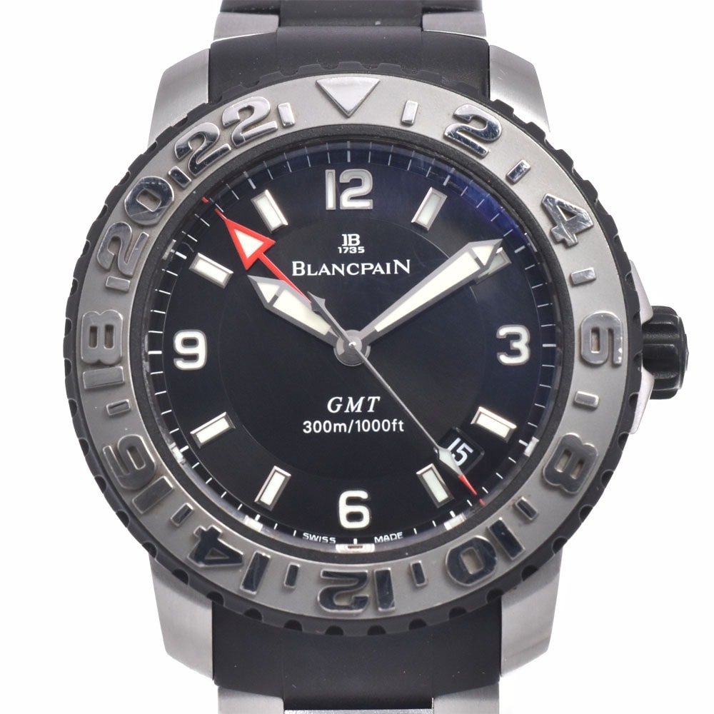 ブランパン Blancpain 2250-6530-66 コンセプト2000 トリロジー GMT ブラック 自動巻き メンズ 良品 腕時計 J#149863