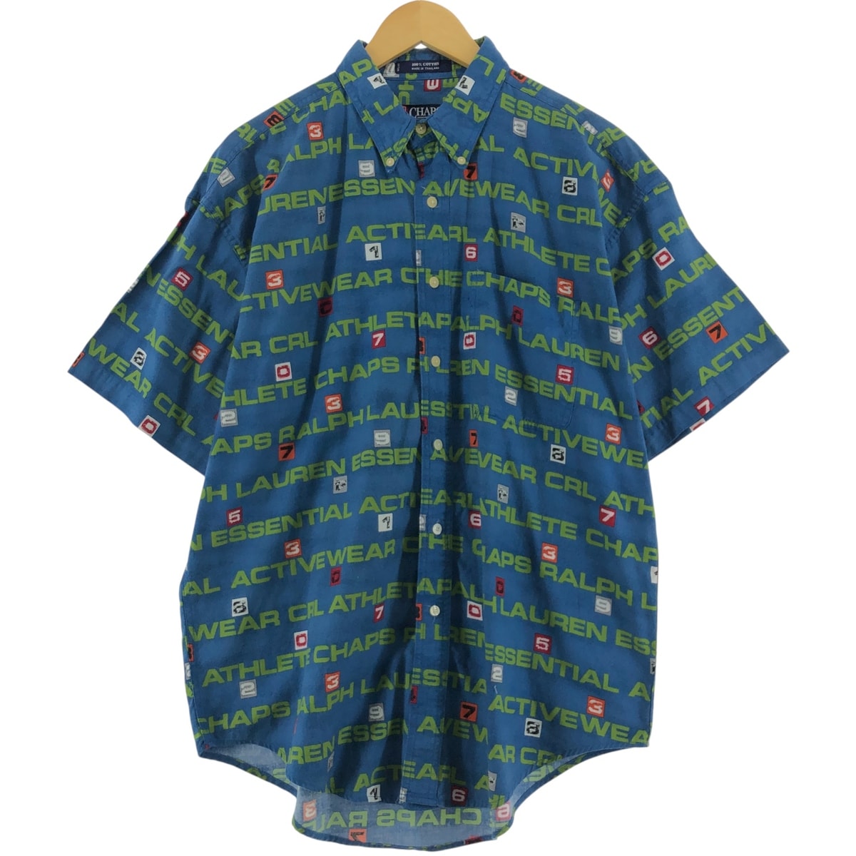古着 90年代 ラルフローレン Ralph Lauren CHAPS チャップス 総柄 半袖 ボタンダウンシャツ メンズL相当 ヴィンテージ/eaa535575