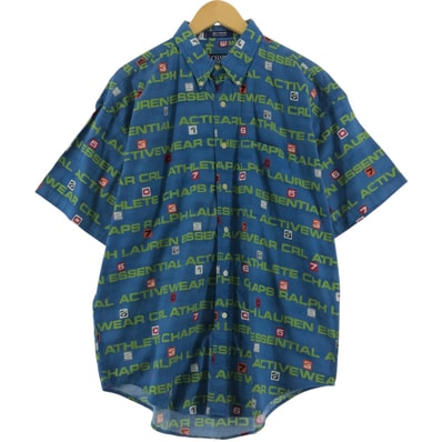 古着 90年代 ラルフローレン Ralph Lauren CHAPS チャップス 総柄 半袖 ボタンダウンシャツ メンズL相当 ヴィンテージ/eaa535575