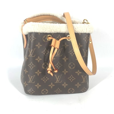 ルイヴィトン LOUIS VUITTON ネオノエBB 巾着バッグ M46319 モノグラム 2WAYバッグ ハンドバッグ ファー 斜め掛け カバン ショルダーバッグ モノグラムキャンバス ブラウン 新品同様