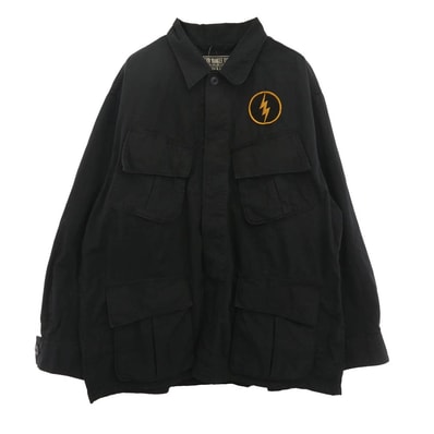 HYSTERIC GLAMOUR ヒステリックグラマー ジャケット 25AW 02253AH06 HG1963 ワッペン ファティーグシャツ 長袖 ミリタリー シャツ ネイビー系 L【中古】