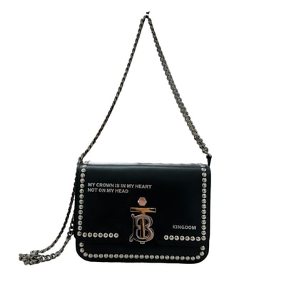 美品 BURBERRY バーバリー ブラック シルバー金具 ゴールド金具 レザー ショルダーバッグ S1-00143 【中古】