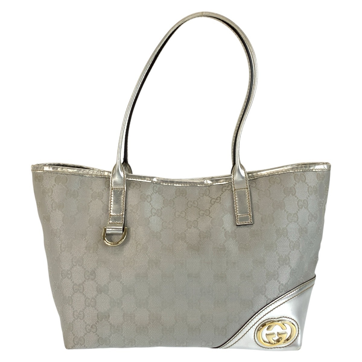 GUCCI グッチ ニューブリット シルバー ゴールド金具 GGキャンバス レザー/ トートバッグ ショルダーバッグ 604682 【中古】