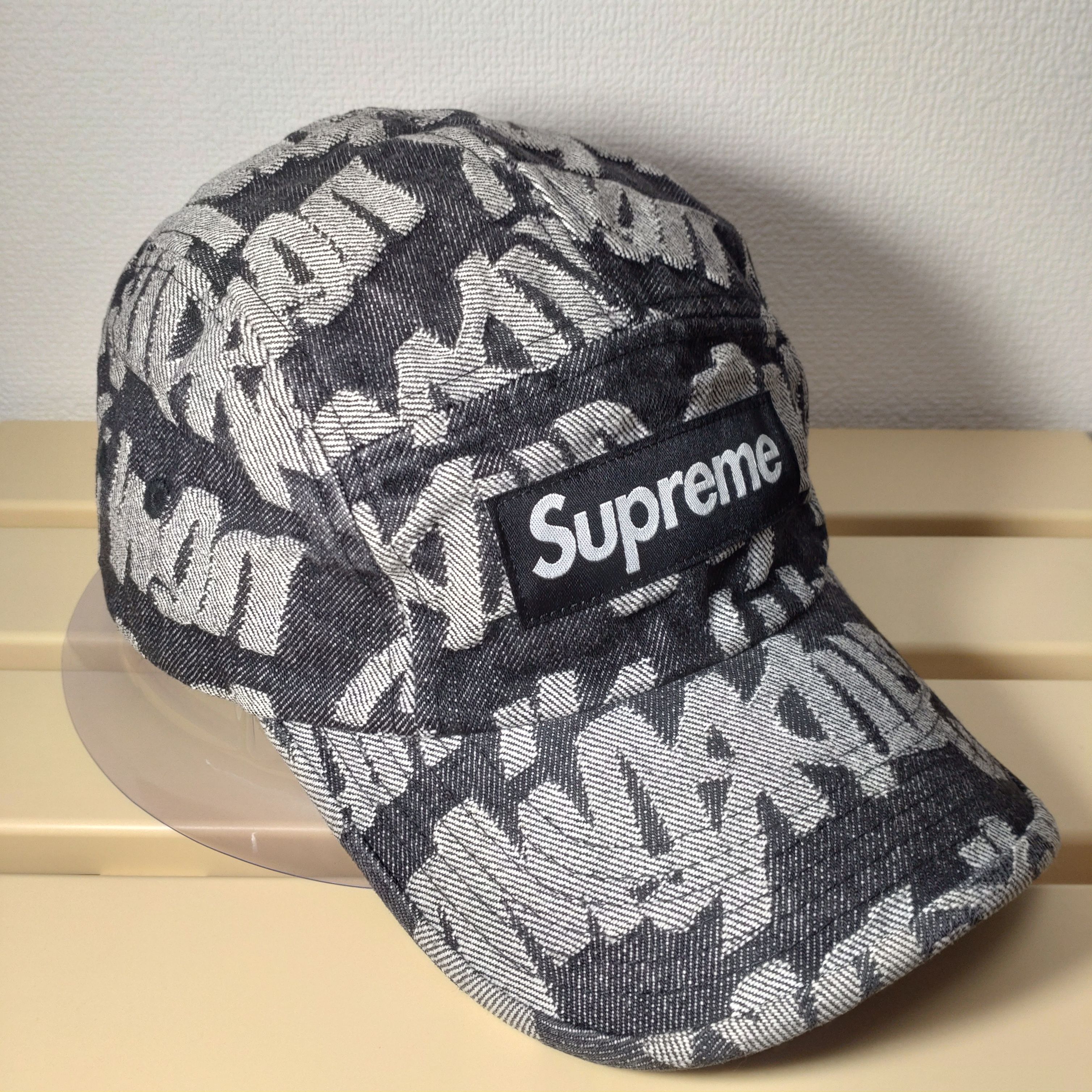 Supreme Fat Tip Jacquard Denim Camp Cap "Black"