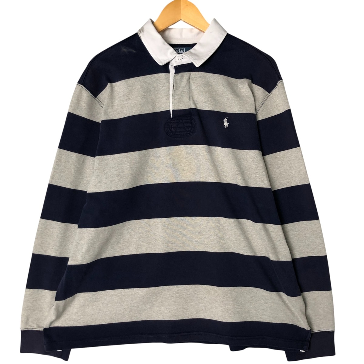 古着 ラルフローレン Ralph Lauren POLO by Ralph Lauren CUSTOM FIT ボーダー柄 長袖 ラガーシャツ メンズXXL相当/eaa538097