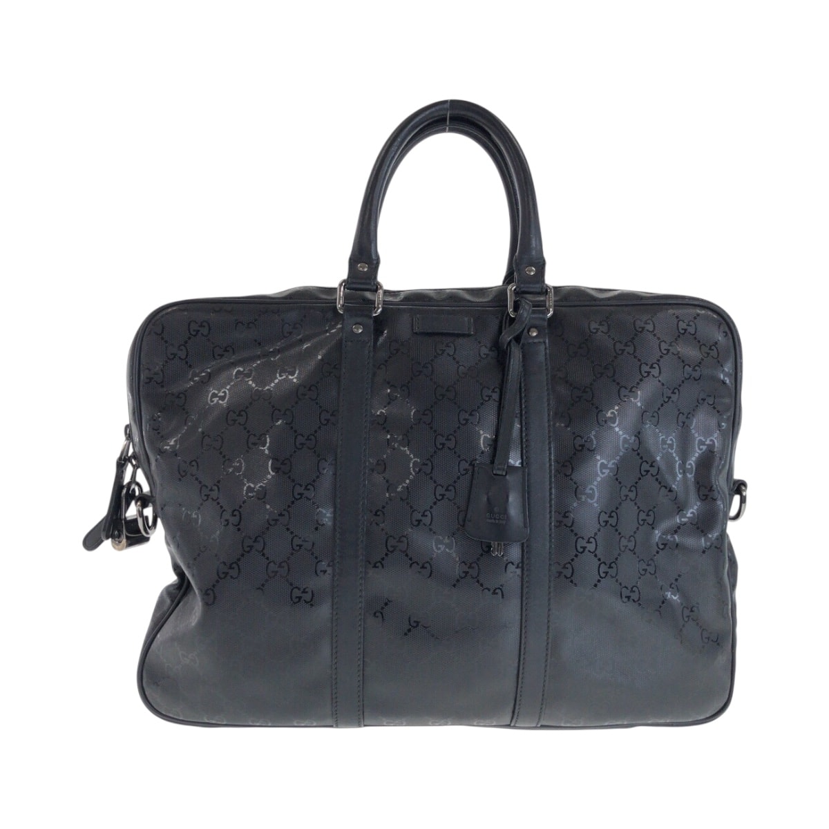 GUCCI グッチ インプリメ ブラック 黒 シルバー金具 PVC ビジネスバッグ トートバッグ 505475 【中古】