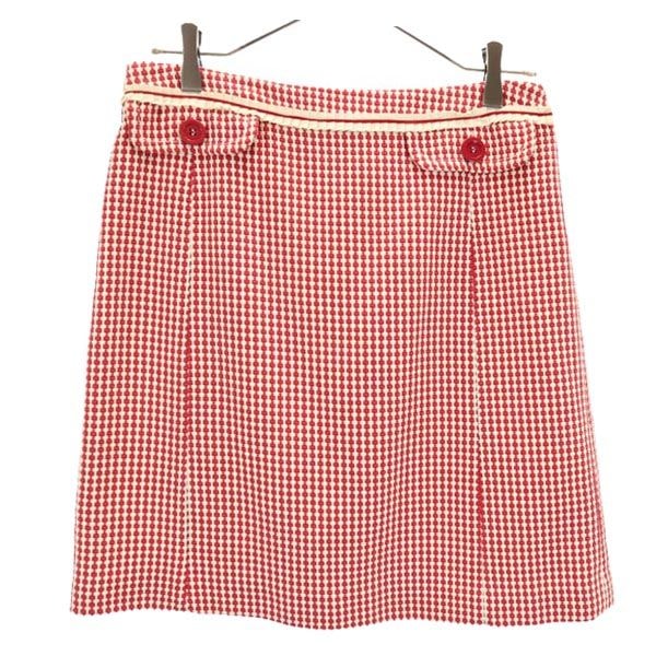 WEEKEND MaxMara ウィークエンドマックスマーラ 総柄 ミニ丈 台形 スカート 42 赤系