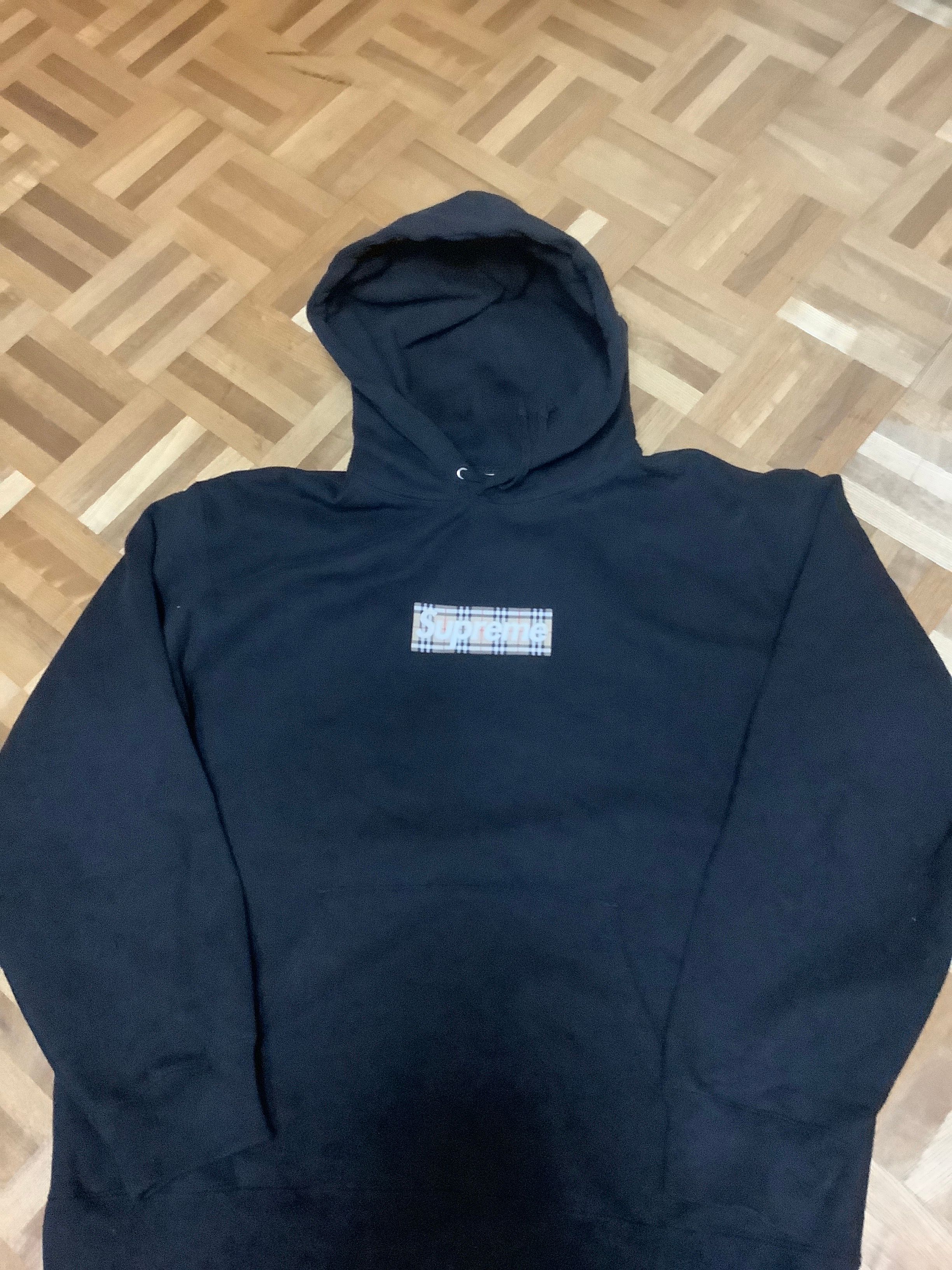 Supreme / Burberry Box Logo Hooded Sweatshirt "Black"