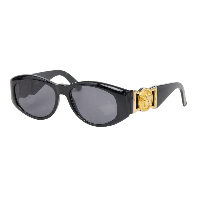 ヴェルサーチェ サイドメデューサ サングラス MOD424 ブラック ゴールド プラスチック レディース VERSACE 【中古】