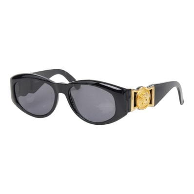 ヴェルサーチェ サイドメデューサ サングラス MOD424 ブラック ゴールド プラスチック レディース VERSACE 【中古】