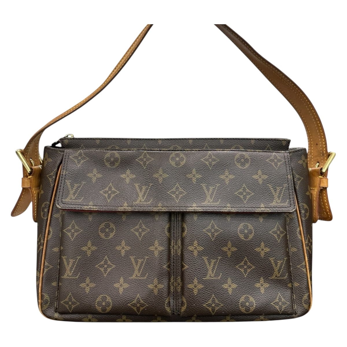 美品 LOUIS VUITTON ルイヴィトン モノグラム ヴィバシテGM ブラウン レザー スウェード/ ショルダーバッグ S1-00183 【中古】