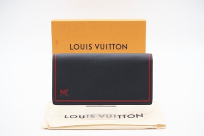 極美品 LOUIS VUITTON ルイ・ヴィトン タイガ ポルトフォイユ ブラザ M63434 長財布 ブルー レッド カーフレザー メンズ