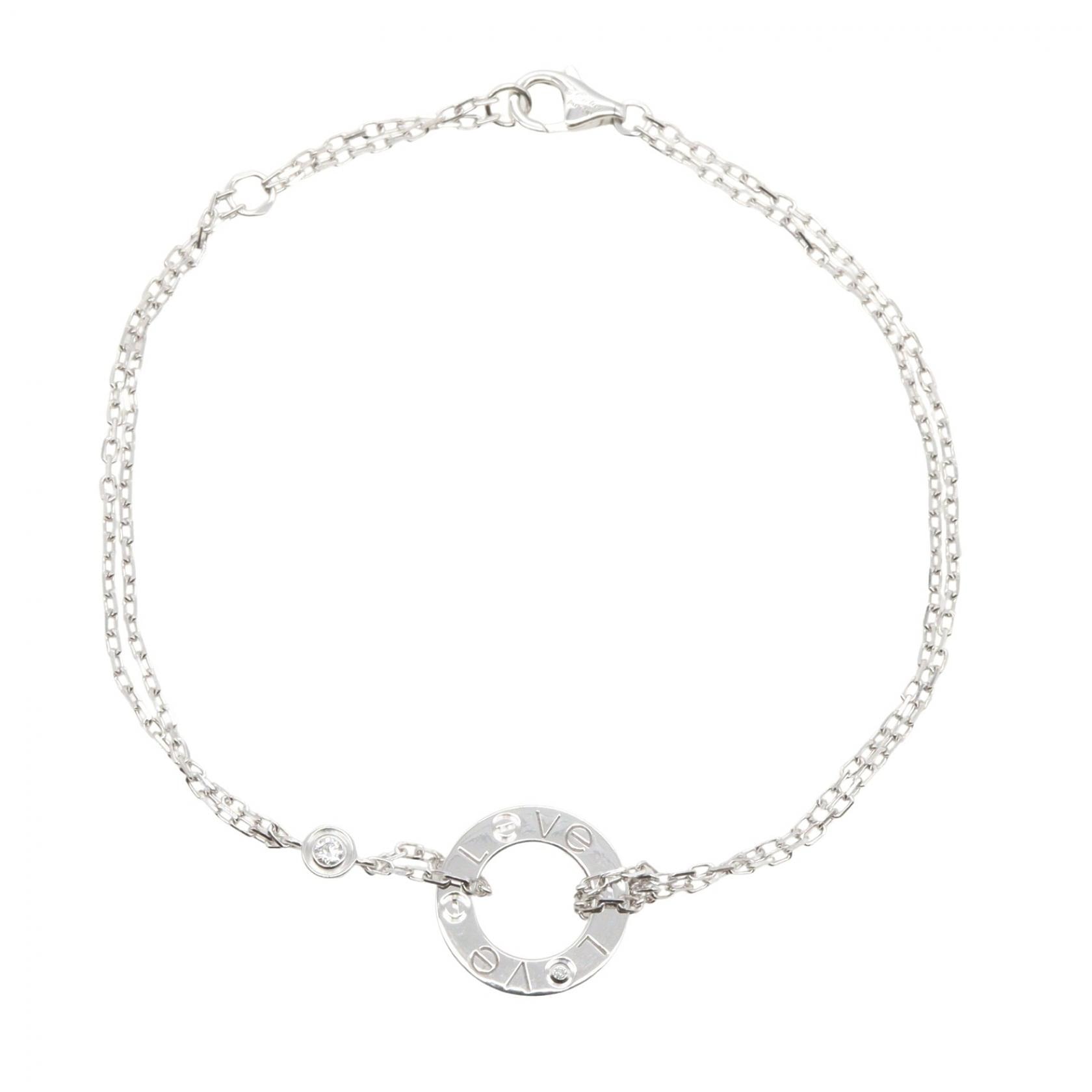 カルティエ CARTIER ラブサークル ブレスレット 2PD ブレスレット アクセサリー K18WG(ホワイトゴールド) ダイヤモンド メンズ レディース シルバー系 / クリア系 B7219400 【中古】