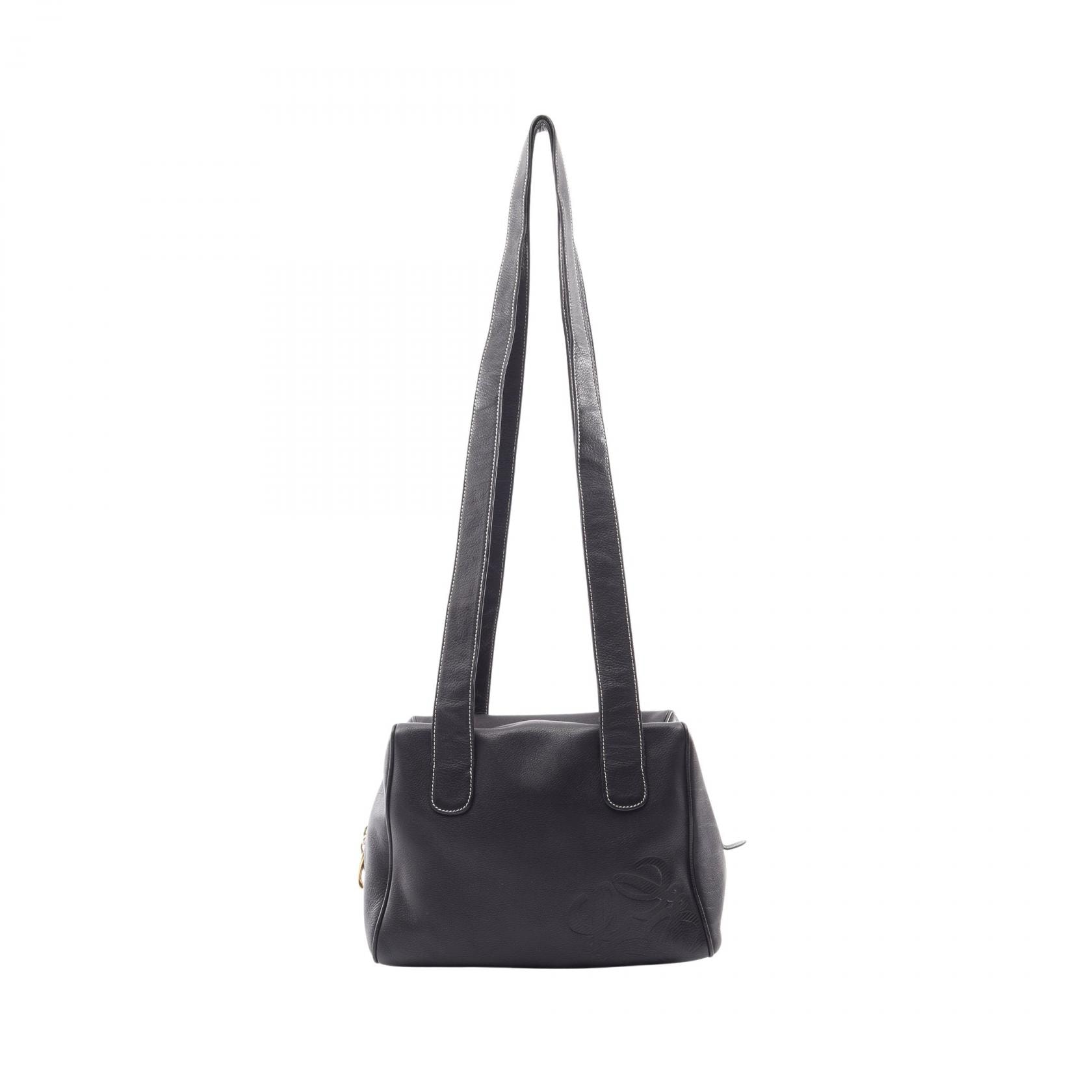 ロエベ LOEWE アナグラム ショルダーバッグ バッグ レザー レディース ネイビー系 【中古】