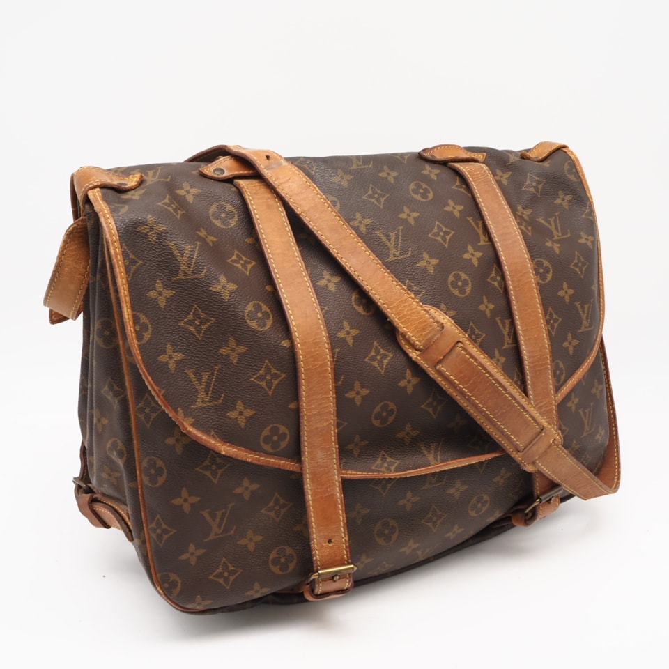 LOUIS VUITTON ルイ・ヴィトン モノグラム キャンバス ソミュール43 M42252 ショルダーバッグ ブラウン コーティングキャンバス レザー レディース