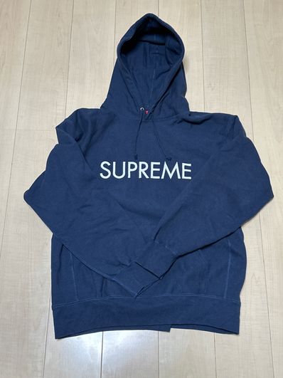 Supreme Capital Hooded Sweatshirt "Navy"