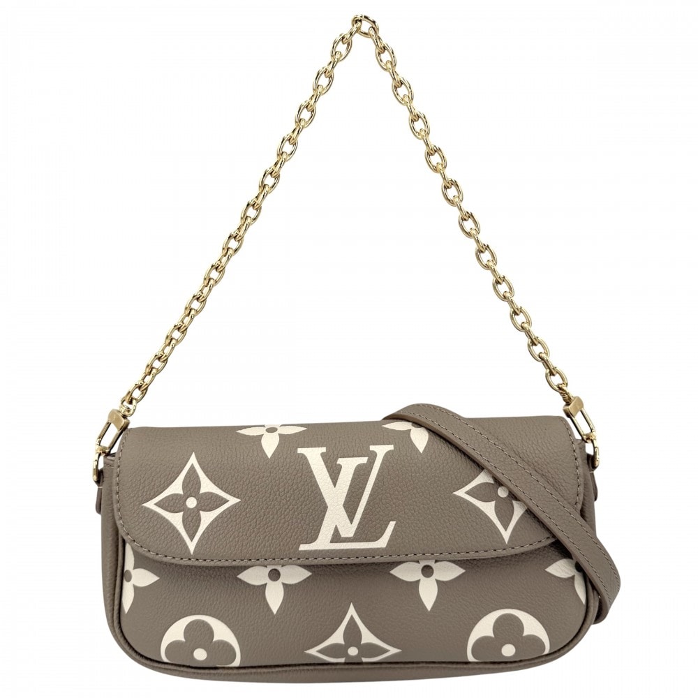 LOUIS VUITTON ルイヴィトン ショルダーバッグ モノグラムアンプラント ウォレット オン チェーン アイビー チェーンウォレット 肩掛け 斜め掛け M82211    トゥルトレームグレー クリーム ゴールド金具 レディース 美品【中古品】