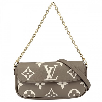 LOUIS VUITTON ルイヴィトン ショルダーバッグ モノグラムアンプラント ウォレット オン チェーン アイビー チェーンウォレット 肩掛け 斜め掛け M82211 トゥルトレームグレー クリーム ゴールド金具 レディース 美品【中古品】
