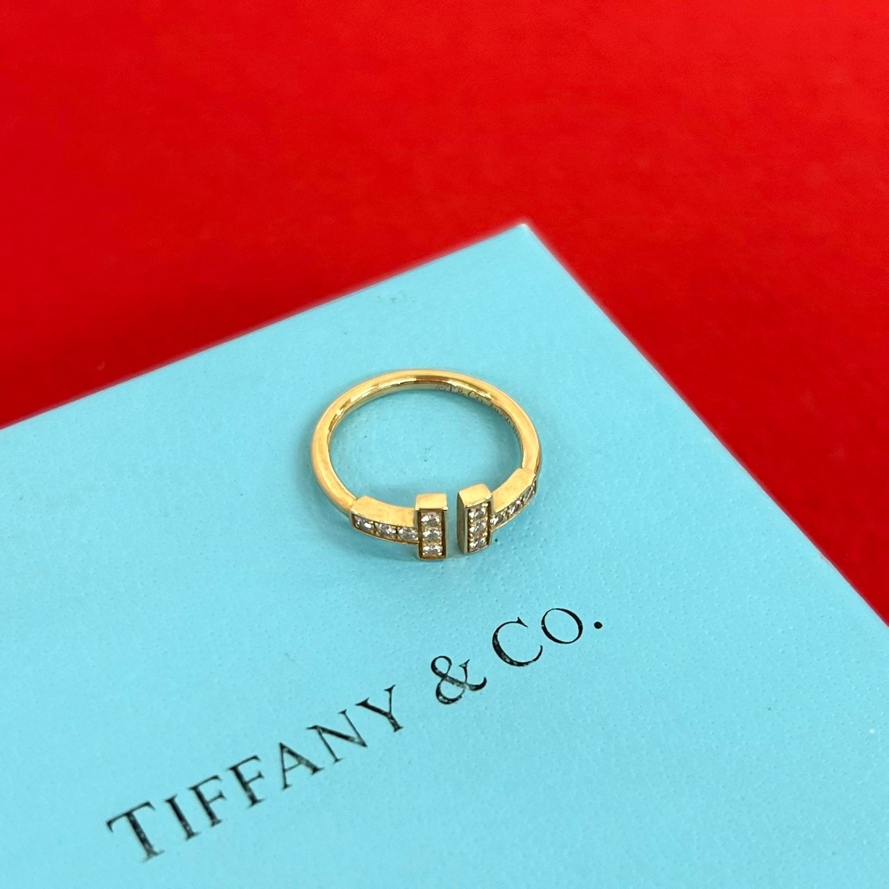 TIFFANY&Co. ティファニー Tワイヤー リング K18ピンクゴールド ダイヤモンド リング・指輪 6号 ゴールド
 153-5