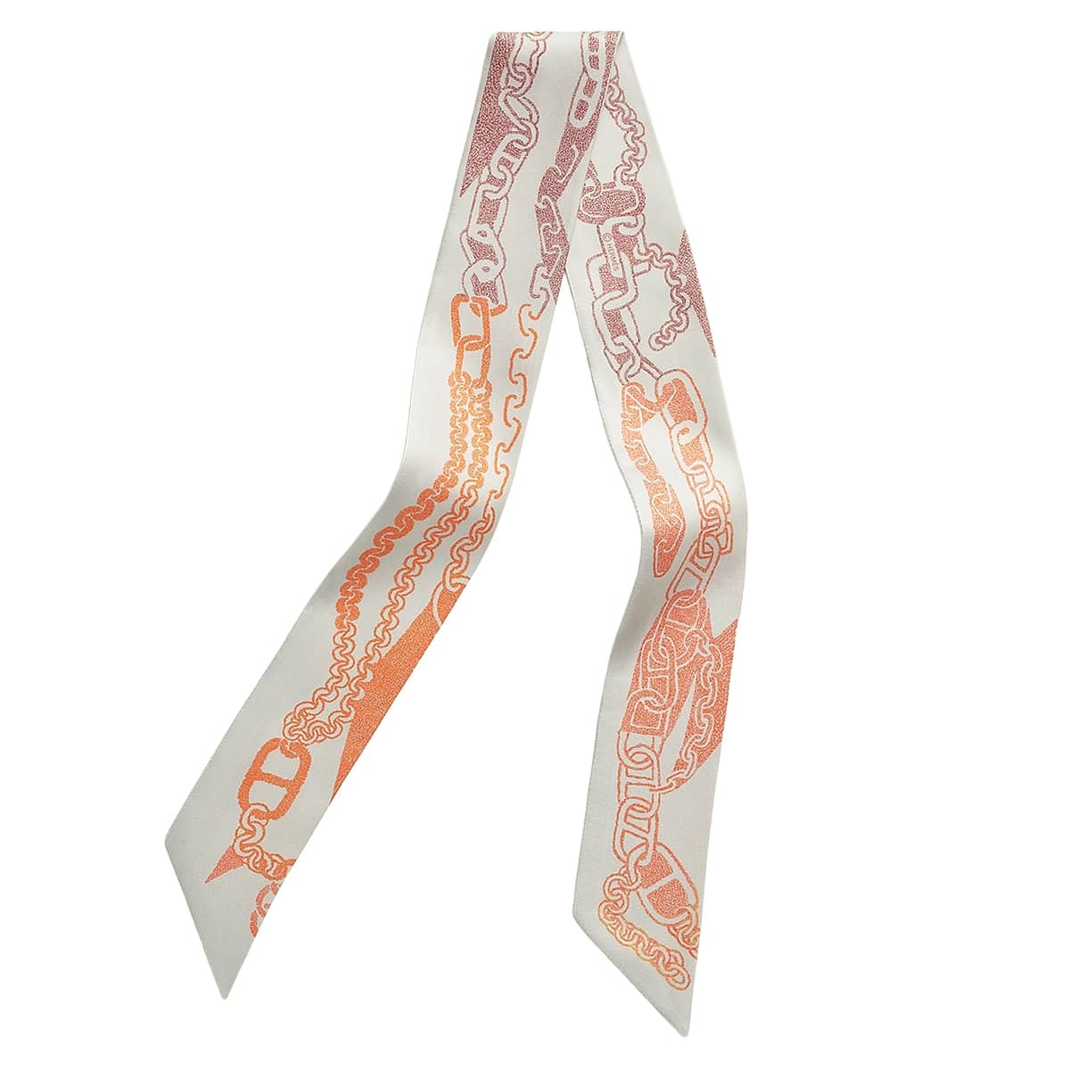HERMES エルメス スカーフ ツイリー ブックル エ マイヨン グレージュ/ブリック/オレンジ シルク100% HTH2607L 新品