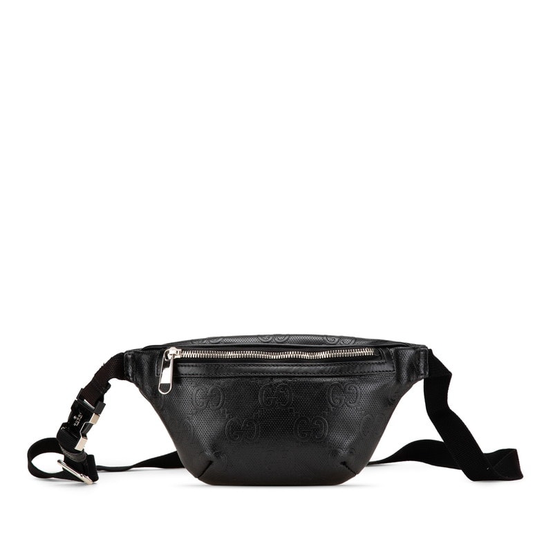 グッチ GGエンボス ベルトバッグ ウエストバッグ ボディバッグ 658582 ブラック レザー レディース GUCCI 【中古】