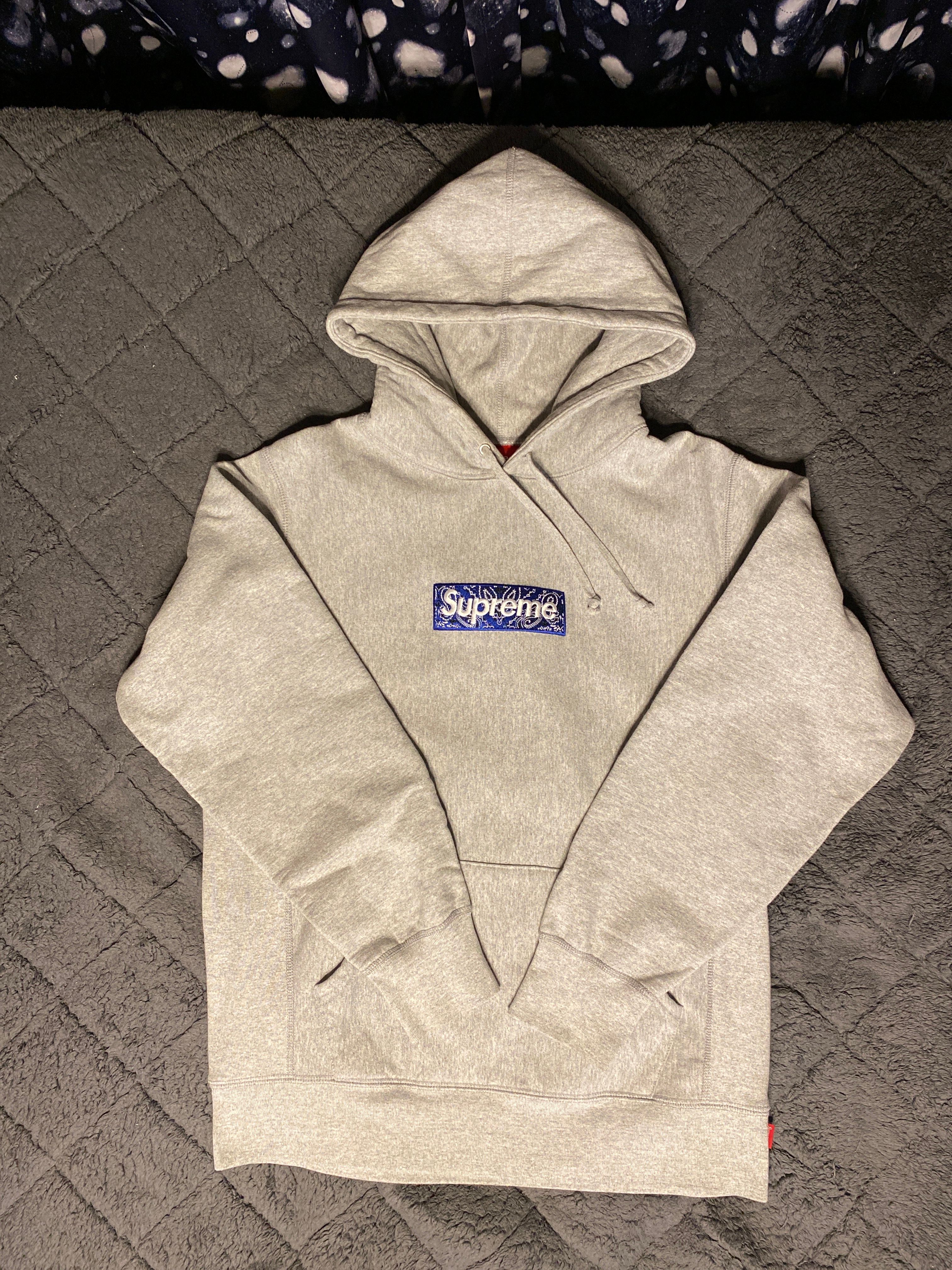 Supreme Bandana Box Logo Hooded Sweatshirt "Grey"