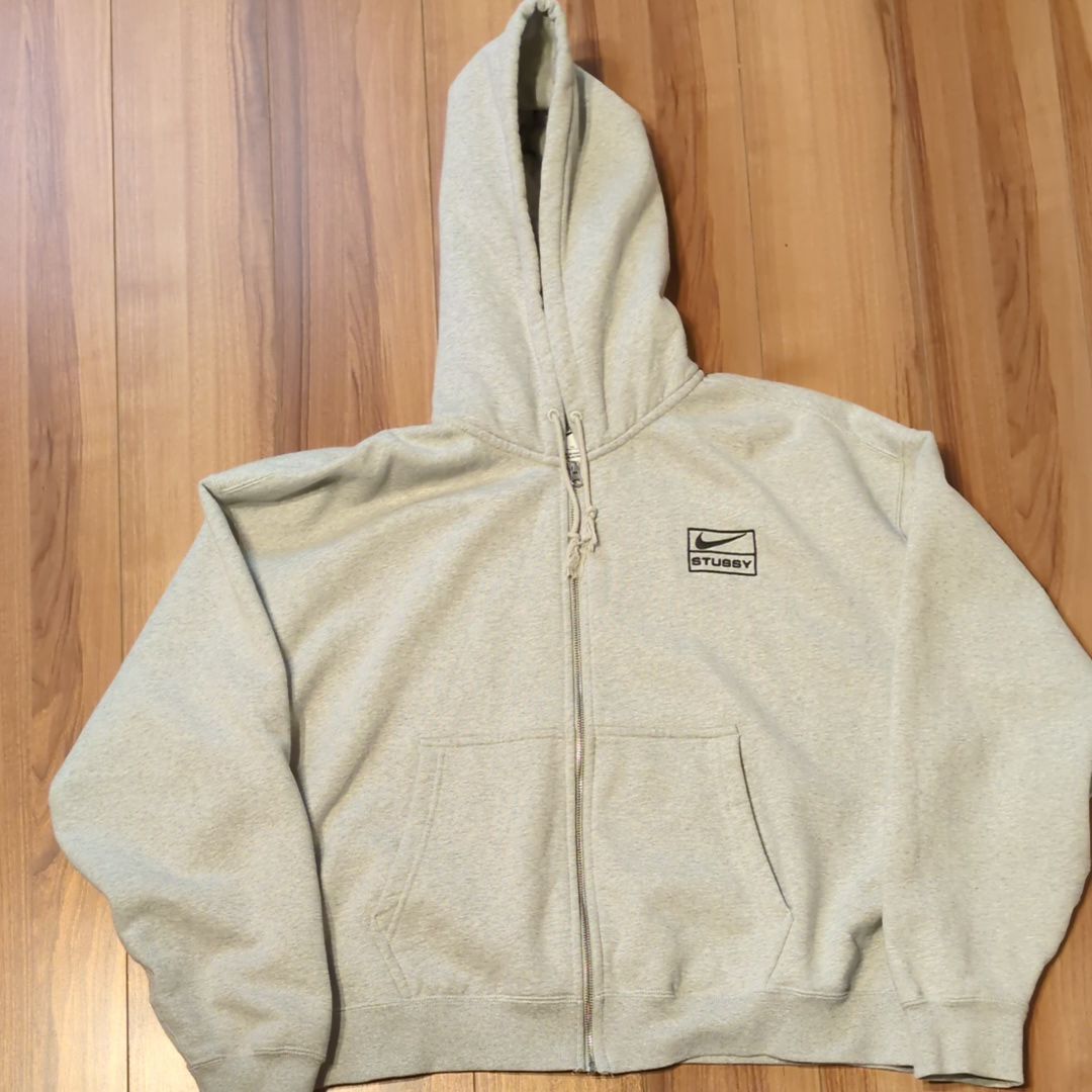 Stussy x Nike Fleece Zip Hoodie "Grey Heather" (US Size) FJ9181-050