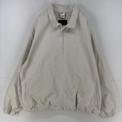 古着 ナイキ NIKE ジャケット フルジップ 刺繍 スウィングトップ ワンポイント アイボリー 大きいサイズ 2XL ベージュ系 メンズ