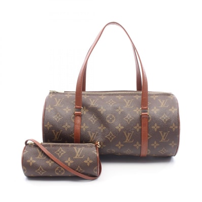 ルイ・ヴィトン LOUIS VUITTON パピヨン30 旧型 ハンドバッグ バッグ PVCコーティングキャンバス レザー モノグラム レディース ブラウン系 M51365 【中古】