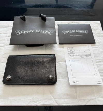 Chrome Hearts 1 Zip Wallet Cross Ball Silver "Black"