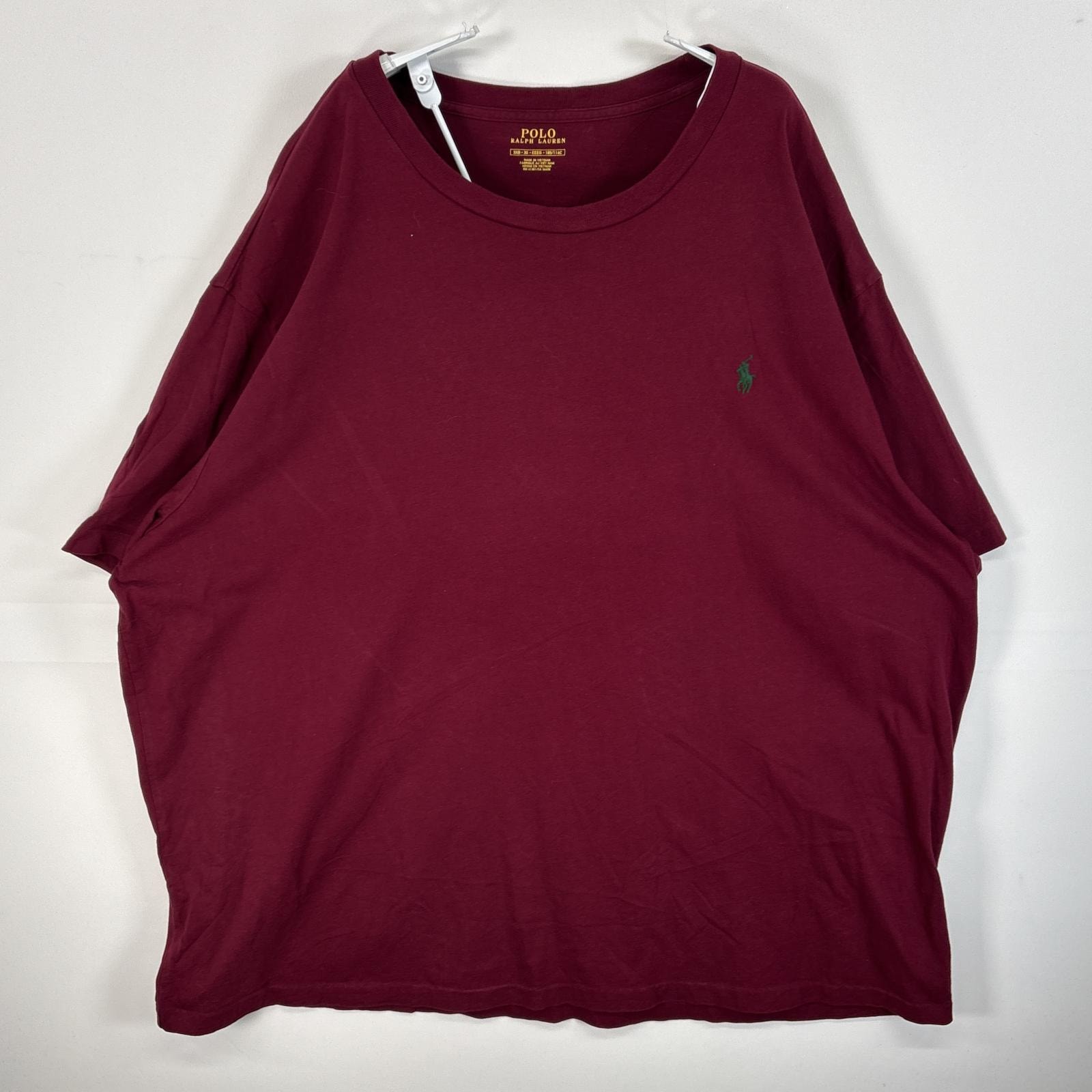 古着 ポロ・ラルフローレン POLO RALPH LAUREN 半袖Tシャツ ロゴ 刺繍 大きいサイズ 薄手 3XB  ワインレッド 無地 メンズ