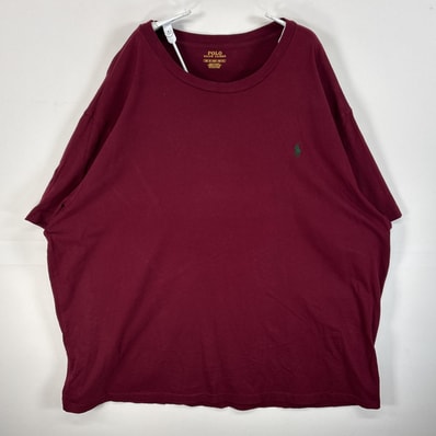 古着 ポロ・ラルフローレン POLO RALPH LAUREN 半袖Tシャツ ロゴ 刺繍 大きいサイズ 薄手 3XB ワインレッド 無地 メンズ