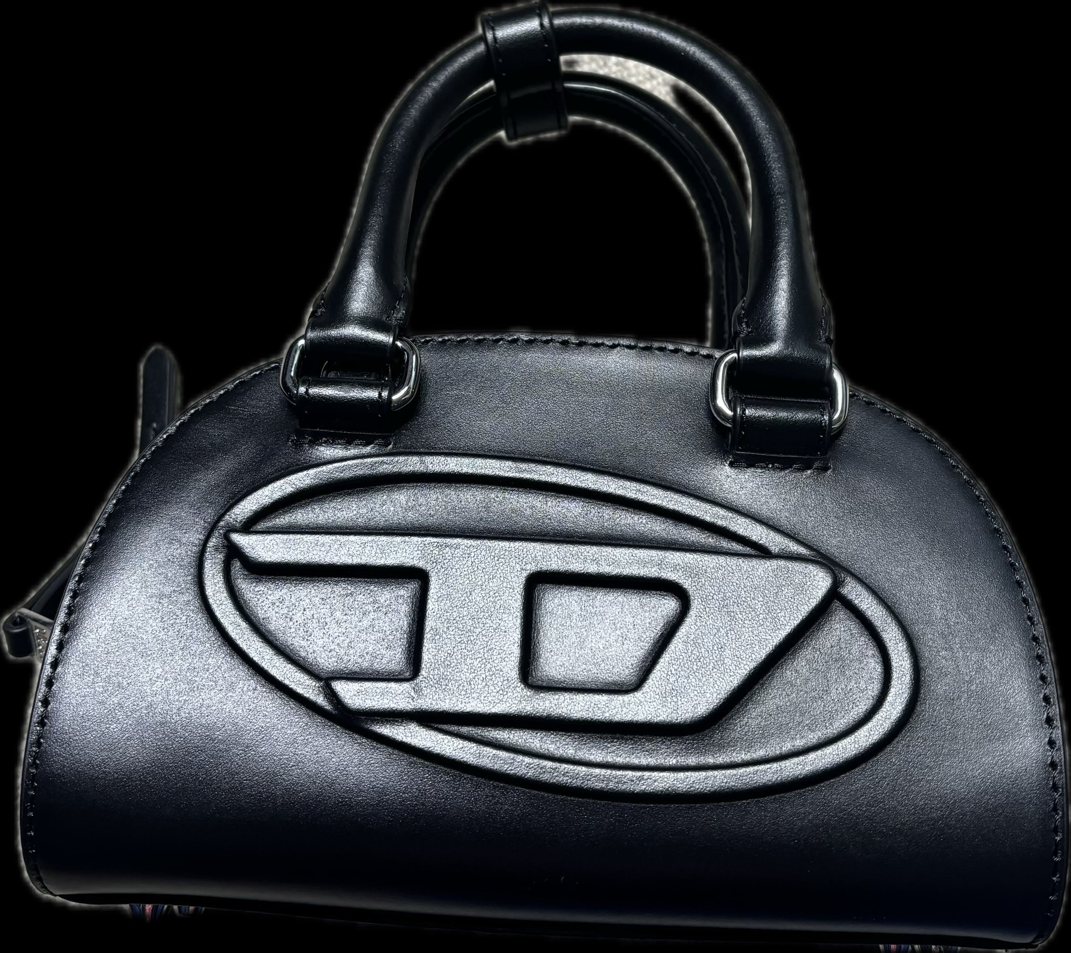 ディーゼル 1Dr ドーム クロスボディ 1Dr ドームレザー ミニ ボウリングバッグ "ブラック"