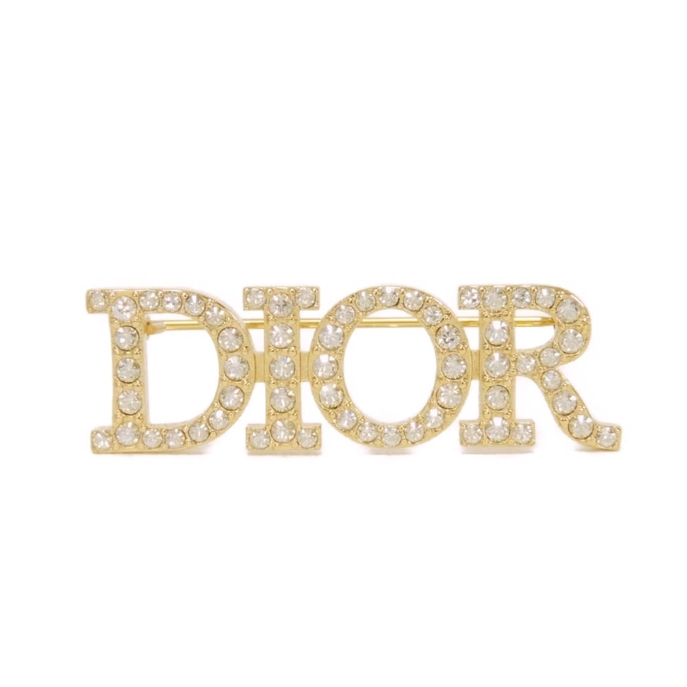 Dior ディオール ディオ レボリューション メタル ゴールド 未使用 ロゴ クリスタル ラインストーン クリア ブローチ V0454DVOCY_D301