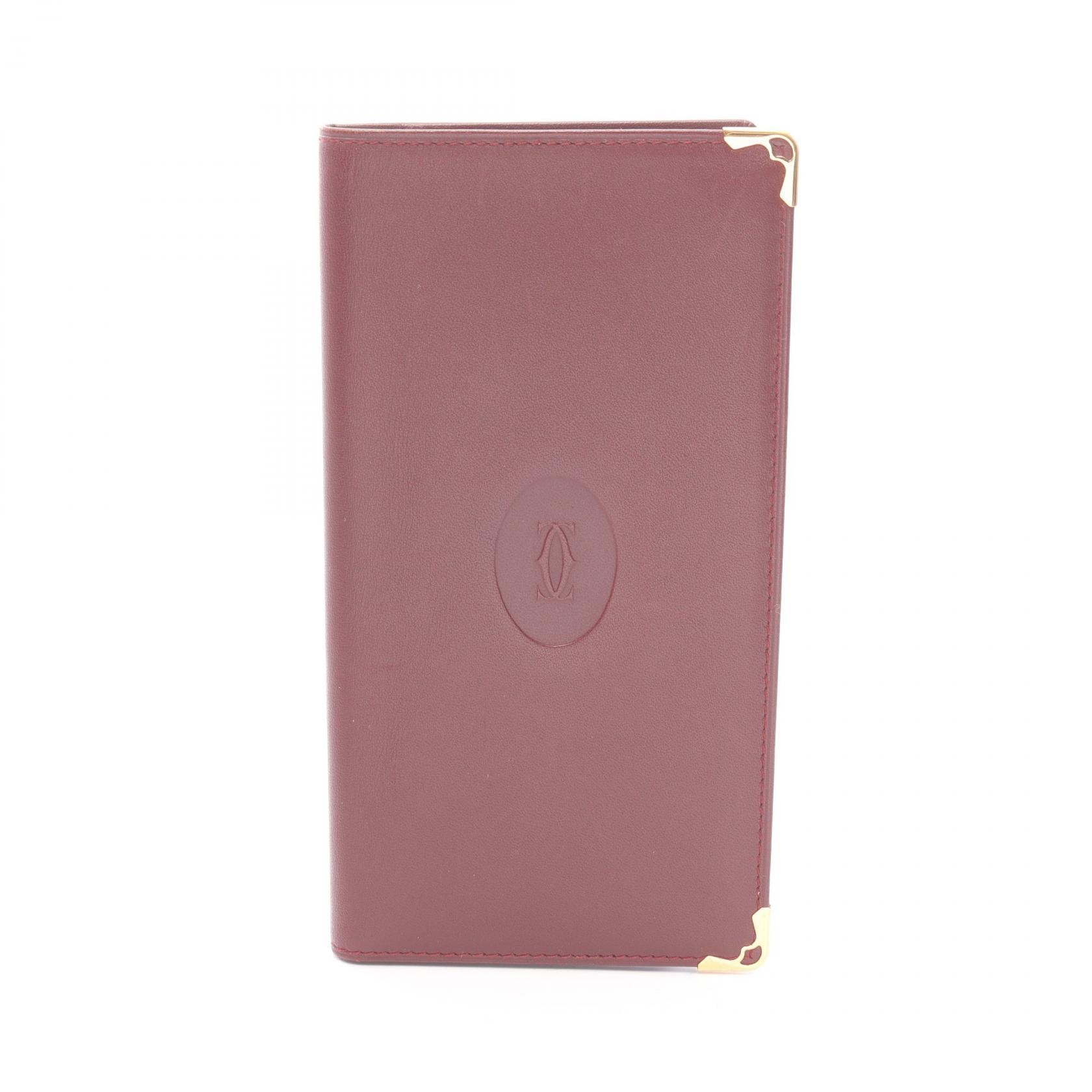 カルティエ CARTIER マストライン 二つ折り長財布 財布 レザー レディース ボルドー系 【中古】