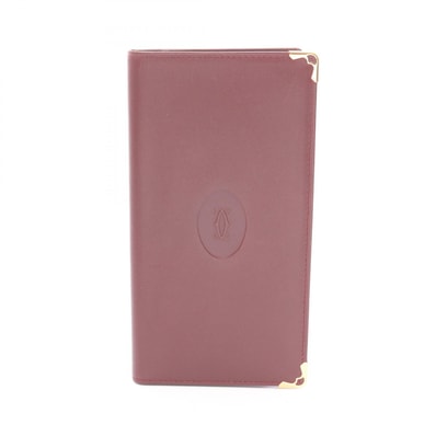 カルティエ CARTIER マストライン 二つ折り長財布 財布 レザー レディース ボルドー系 【中古】