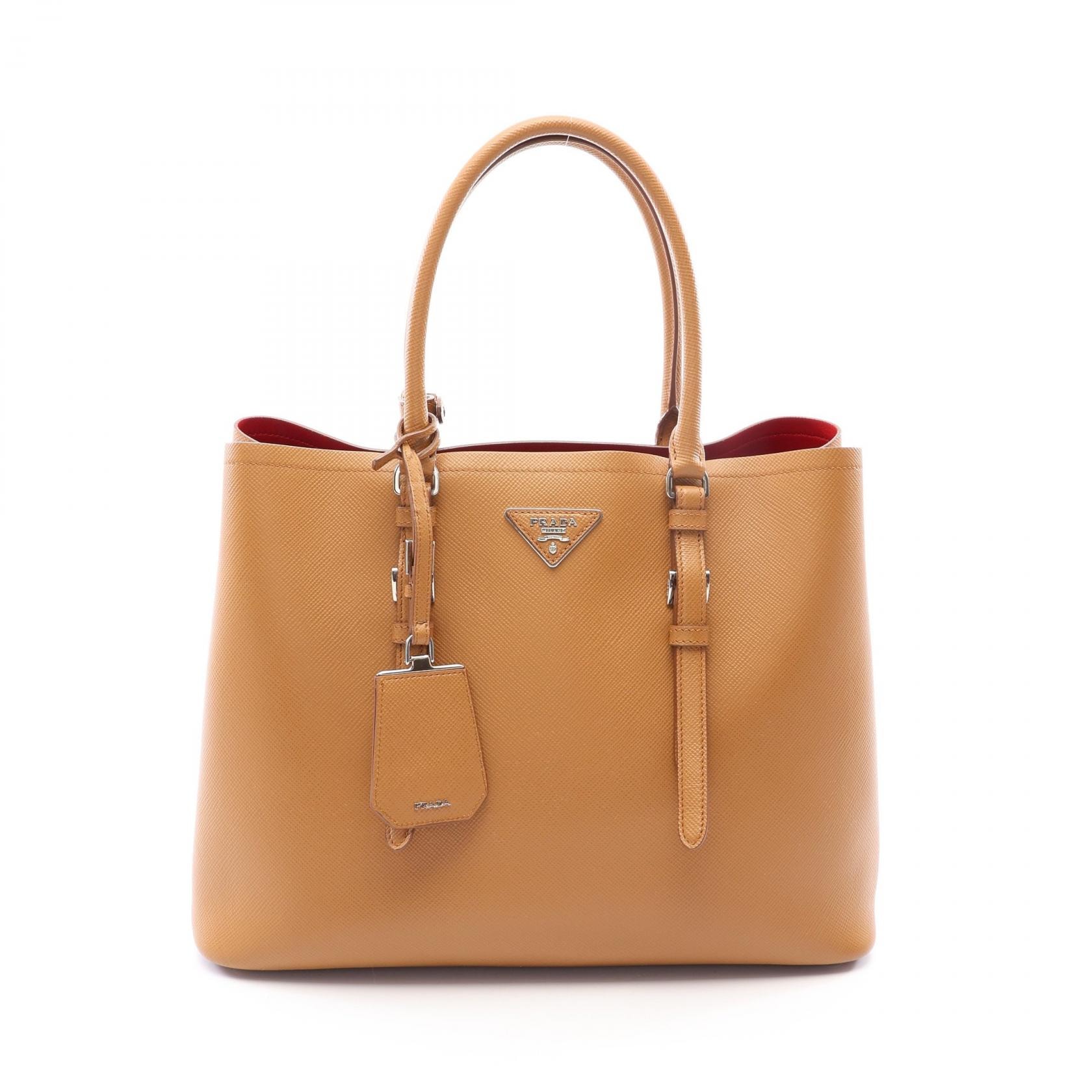 プラダ PRADA トライアングルロゴ トートバッグ バッグ サフィアーノレザー レディース ブラウン系 BN2820 【中古】
