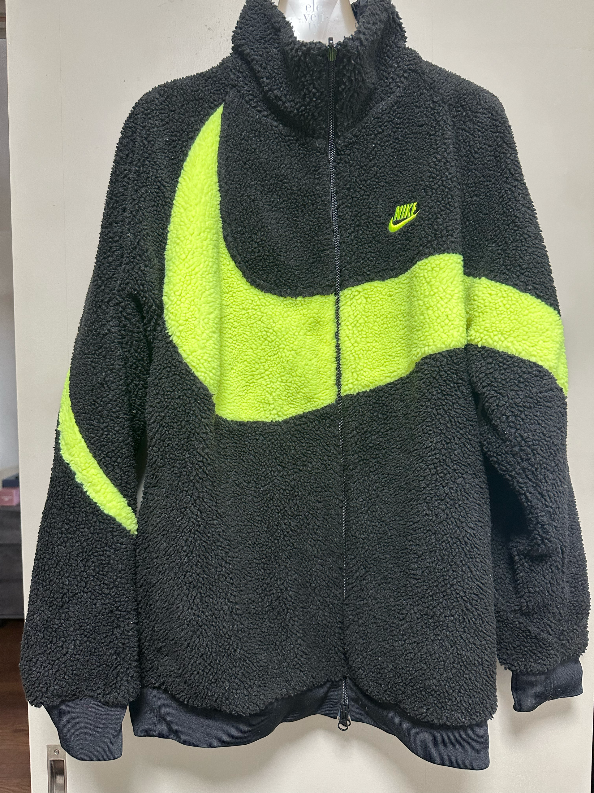 Nike Big Swoosh Reversible Boa Jacket"Black Neon"
