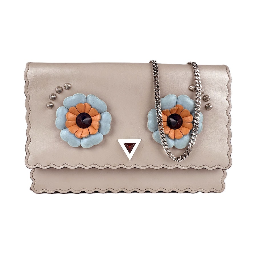 やや傷や汚れあり】フェンディ FENDI チェーンウォレット レザー