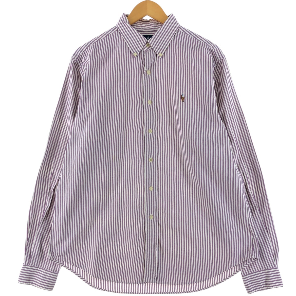 古着 ラルフローレン Ralph Lauren CLASSIC FIT 長袖 ボタンダウンストライプシャツ メンズL相当/eaa525630