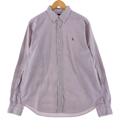 古着 ラルフローレン Ralph Lauren CLASSIC FIT 長袖 ボタンダウンストライプシャツ メンズL相当/eaa525630