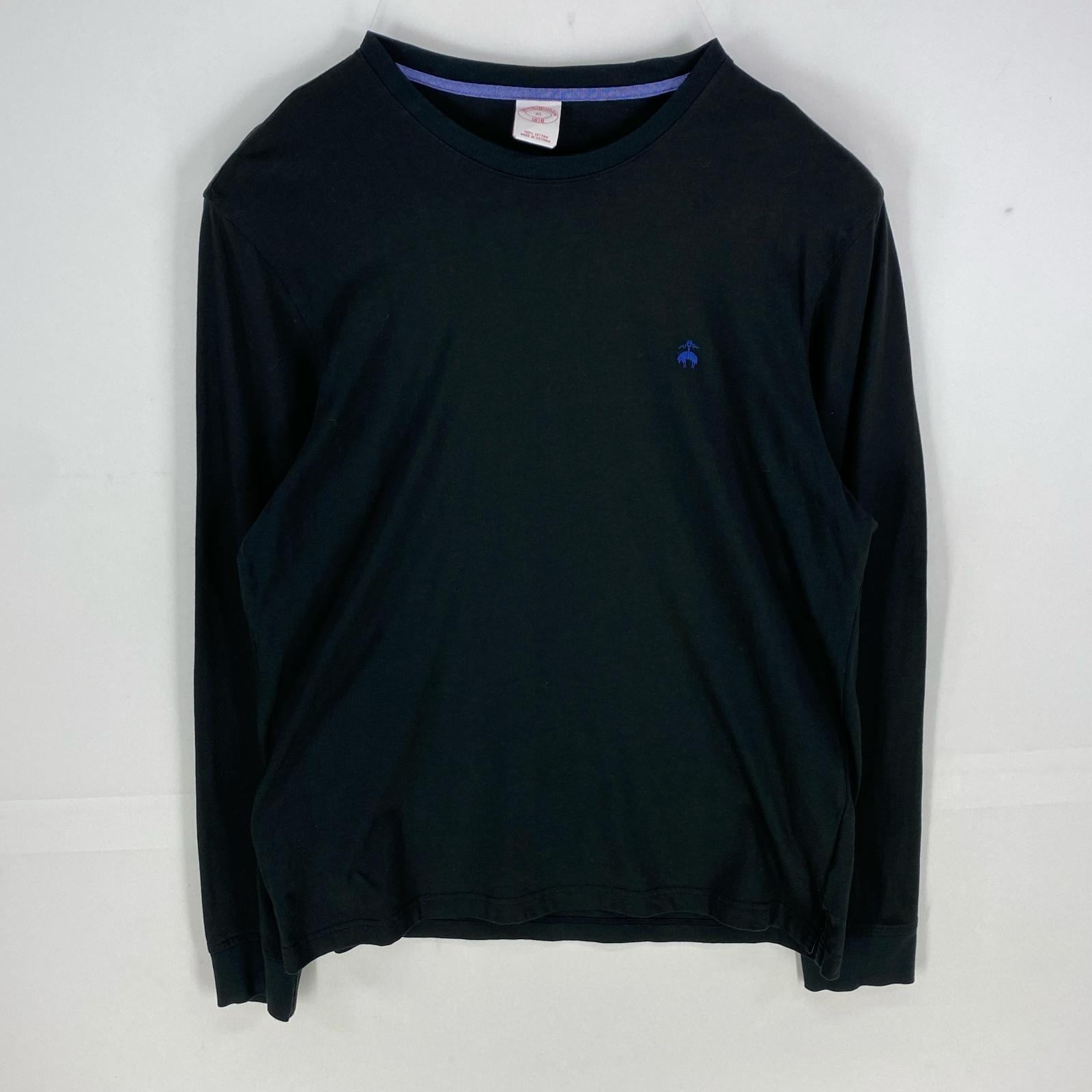 古着 ブルックスブラザーズ Brooks Brothers 半袖Tシャツ クルーネック ワンポイント ロングスリーブ XL  ブラック系 メンズ