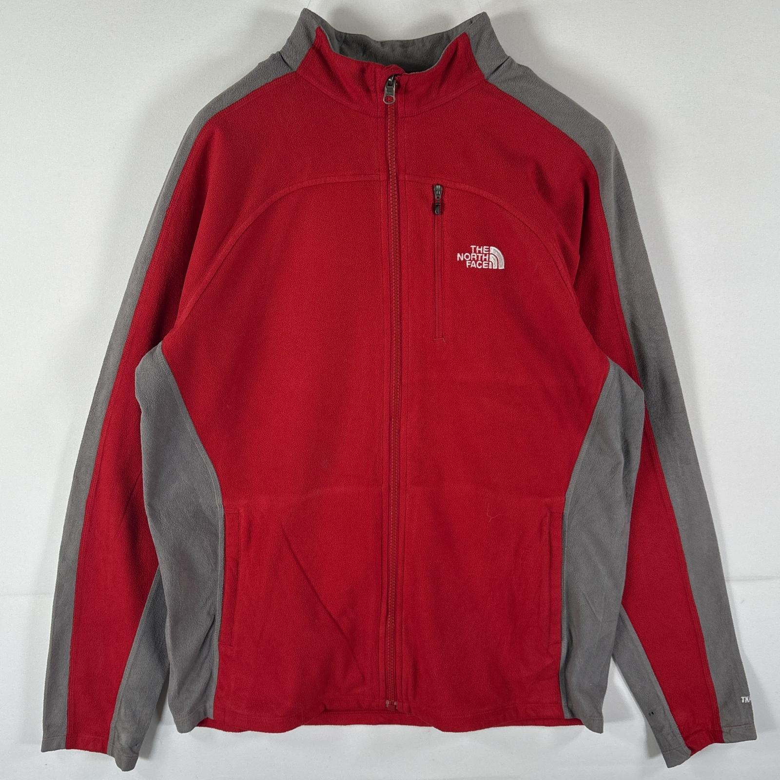 古着 ザ・ノースフェイス THE NORTH FACE フルジップフリースジャケット ツートン ワンポイント アウトドア M  レッド メンズ