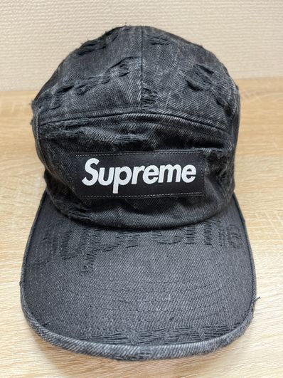Supreme Frayed Logos Denim Camp Cap "Black"
