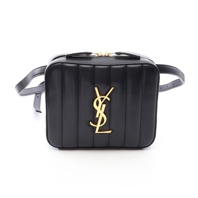 サンローランパリ SAINT LAURENT PARIS ヴィッキー ウエストバッグ ボディバッグ バッグ レザー レディース ブラック系 【中古】