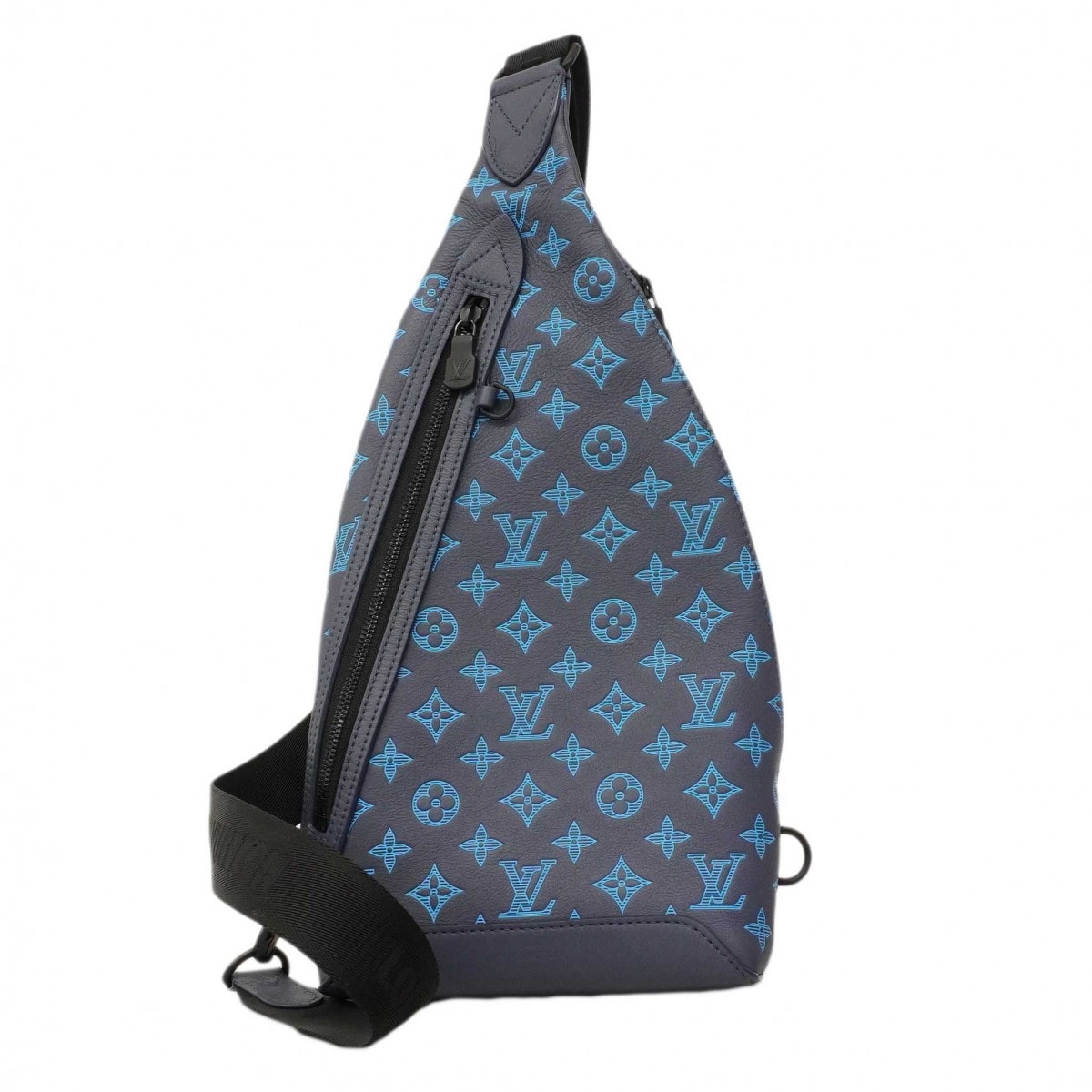 【6dc3213】ルイヴィトン ボディバッグ モノグラム・シャドウ デュオスリングバッグ M46562 ネイビー【中古】メンズ