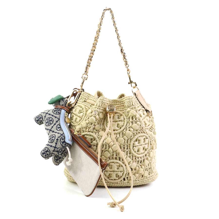 トリーバーチ Tory Burch ショルダーバッグ ラフィア/レザー ナチュラル レディース【中古】 h32378k