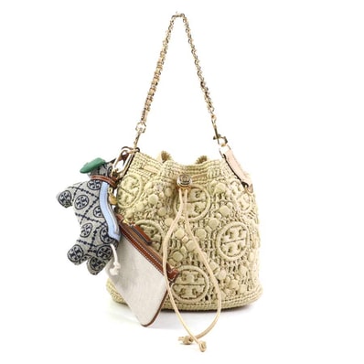 トリーバーチ Tory Burch ショルダーバッグ ラフィア/レザー ナチュラル レディース【中古】 h32378k